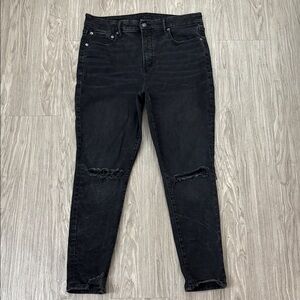 American Eagle Outfitters Black High-Rise Distressed Skinny Jeans